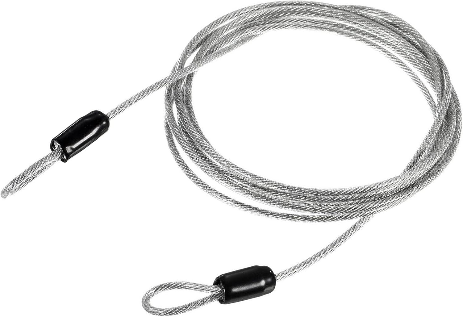 Sicherheitskabel Aus Stahl – 1 Stück – Stahl Und Kunststoff – Flexible Doppelschlaufe – Für Fahrradgepäck Und Reisen – 2,5 Mm X 2 M Transparent