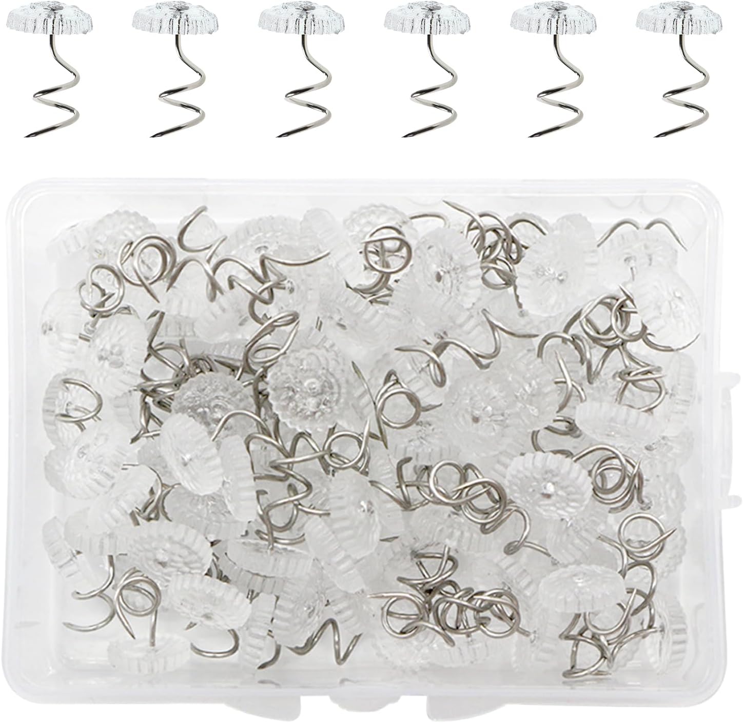 Sofanägel – 100 Stück – Stahl Und Kunststoff – Rutschfeste Spiralbefestigung – Für Polster Und Stoffe – Transparent, 1,6 Cm