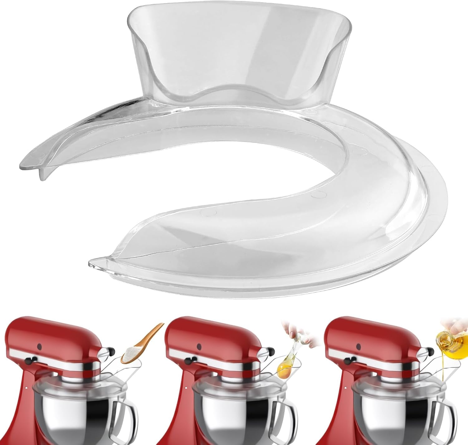 Spritzschutzdeckel Für 4,5–5-liter-rührwerke, Bpa-freier, Transparenter Kunststoff, Praktischer Ausgießer Für Rührwerke Mit Kippbarem Kopf, Ideal Zum Backen Zu Hause