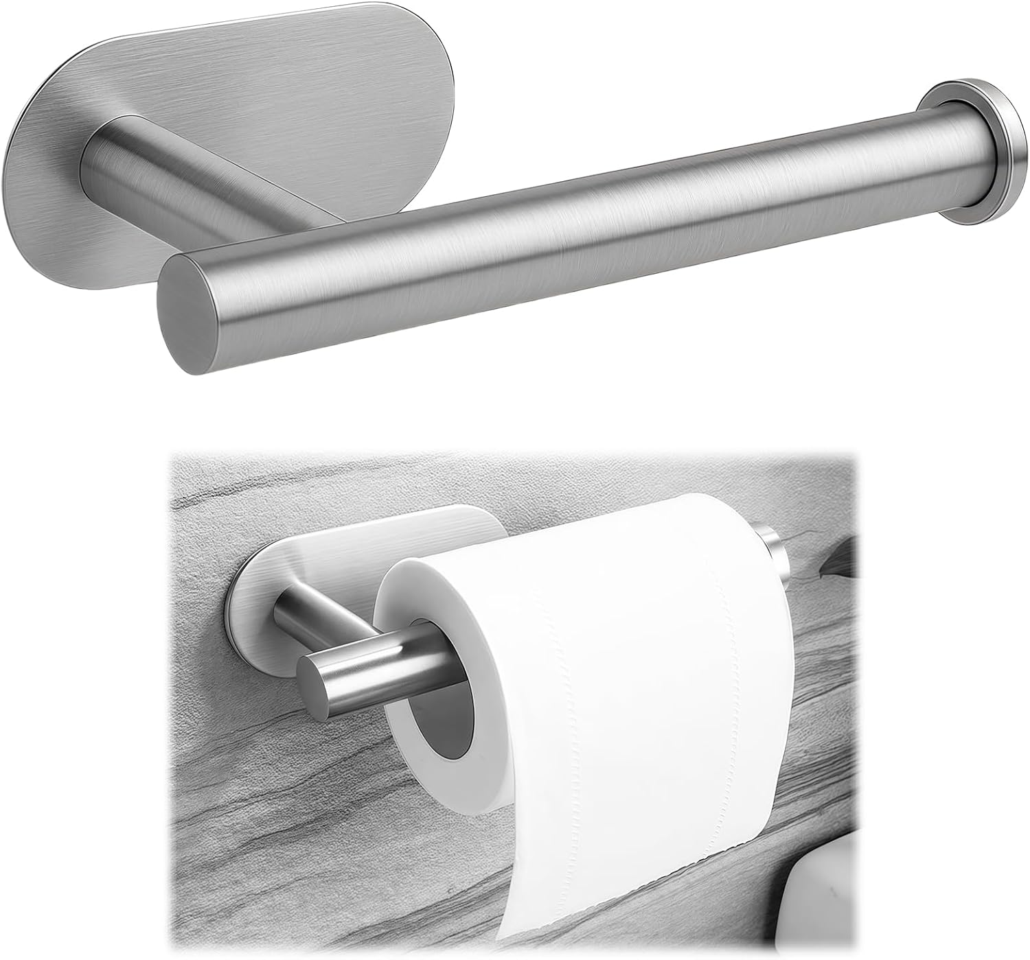 Toilettenpapierrollenhalter – 1 Stück – Edelstahl – Einziehbare Bremse – Badezimmer – Silber