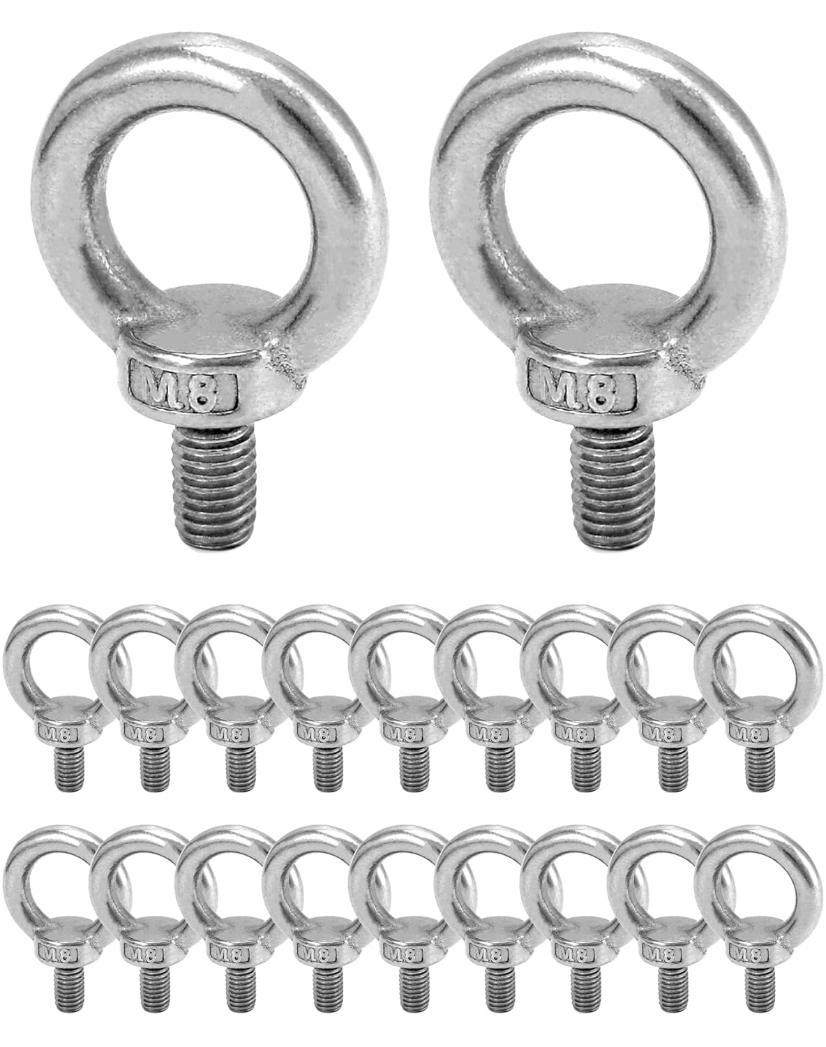 Heberinge – 20 Stück – Edelstahl 304 – M8-gewinde – Für Schifffahrt Und Maschinenbau – Silber
