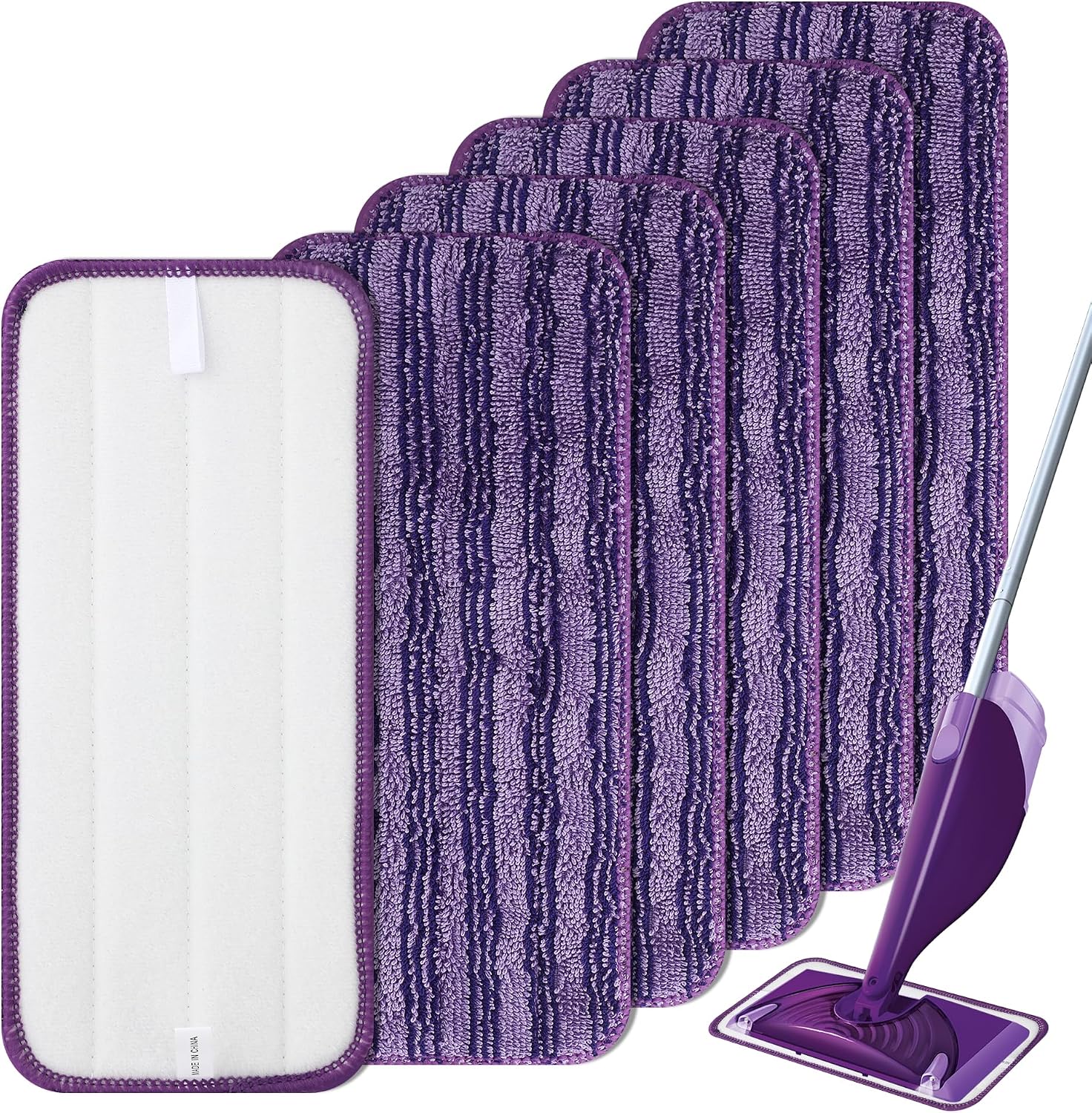 Mikrofaser-mopp – 6-teilig – Kompatibel Mit Swiffer Wetjet – Waschbar Und Wiederverwendbar – Für Die Reinigung Von Böden, Wänden Und Fenstern – 30 X 14 Cm, Lila