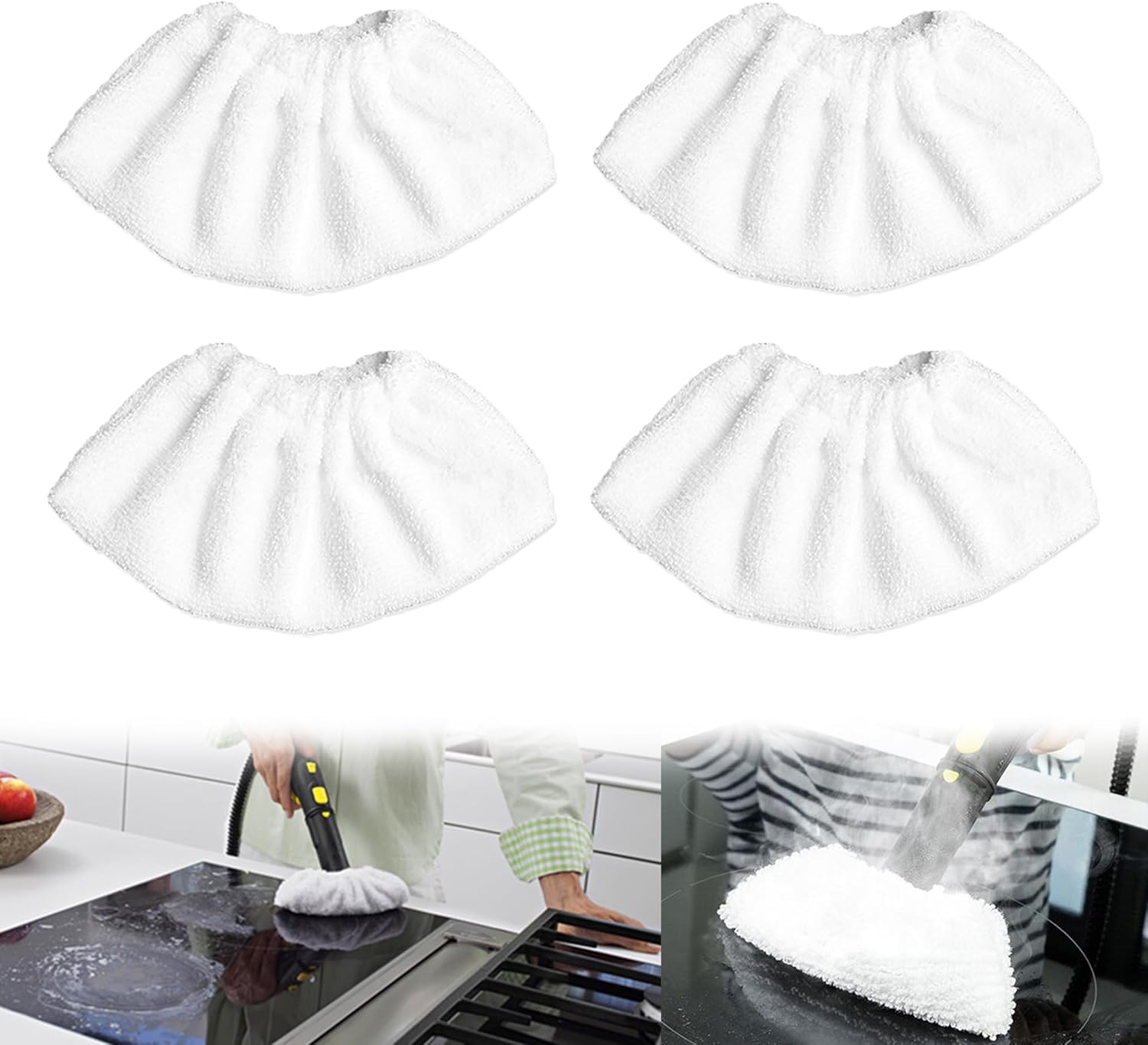 Mikrofaser-düsenschutz – Packung Mit Tüchern – Frottee – Waschbar Und Atmungsaktiv – Für Dampfreiniger – Weiß, 20 X 10 Cm