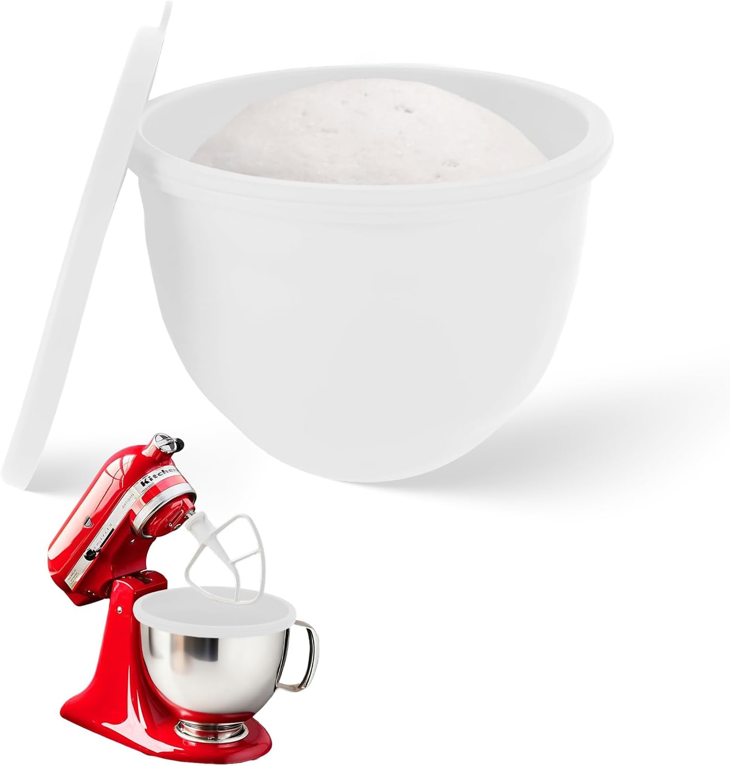 Silikoneinsatz Für Kitchenaid 4,8-liter-schüssel – 1 Stück – Weiß – Inklusive Deckel – Kompatibel Mit Kippkopf