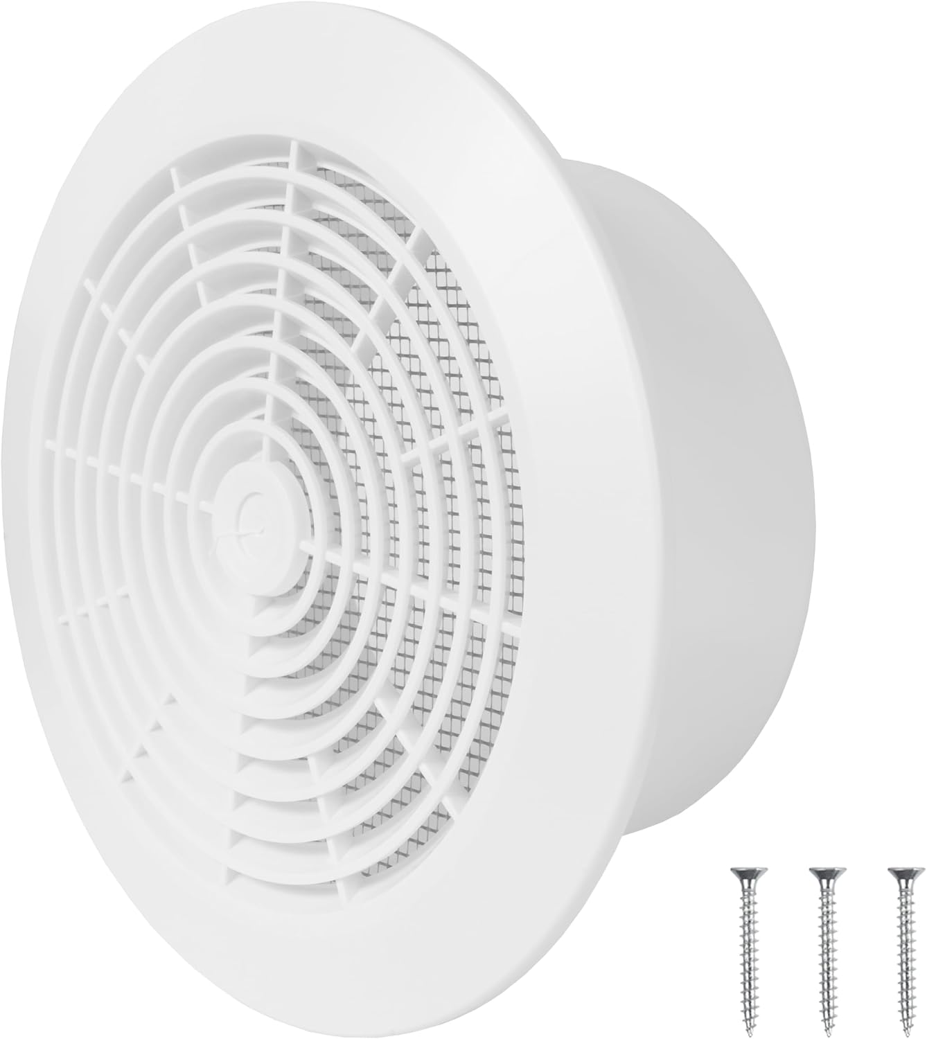 Rundes Lüftungsgitter – 1 Stück – Weißer Kunststoff – Mit Integriertem Moskitonetz – Für Decken- Und Lüftungskanäle – Durchmesser 15,2 Cm