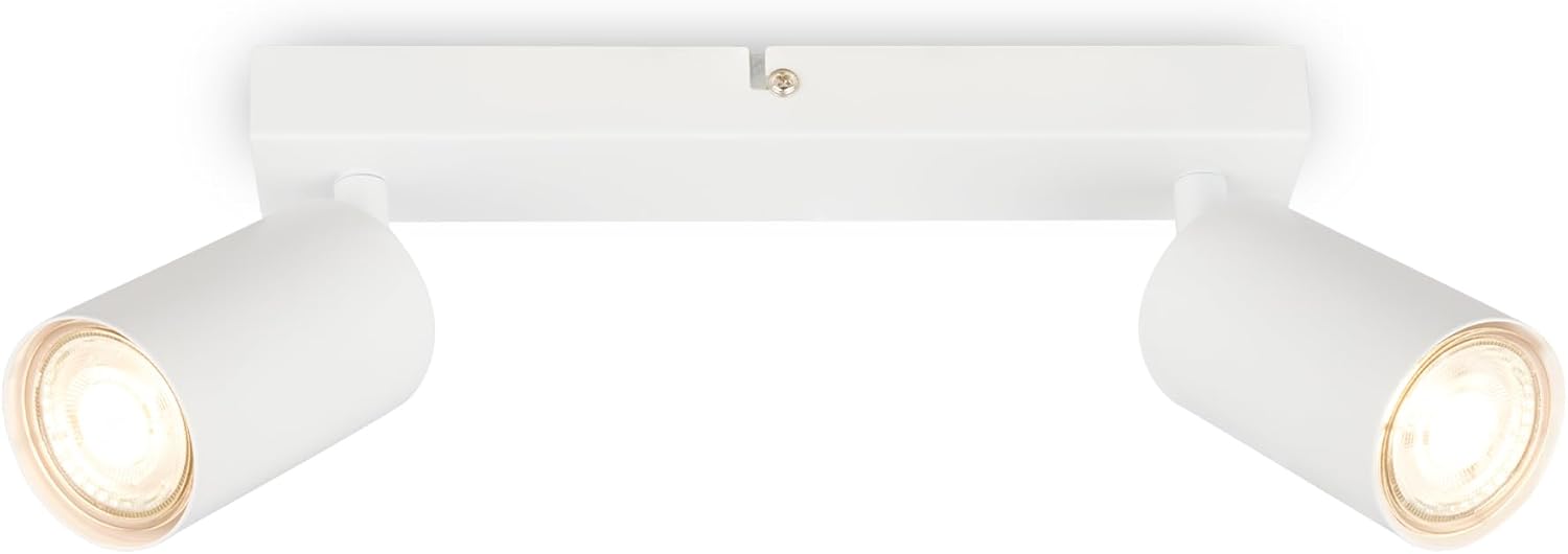 Led-deckenleuchte Mit 2 Spots, Weißes Metall, Flexibler Lichtstrahl, Leistungsstarke Beleuchtung Für Wohnzimmer, Schlafzimmer Und Küche