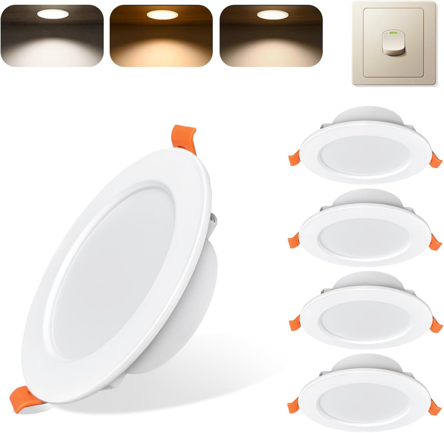 Led-einbaustrahler 7w Weiß Ip44 Badezimmer 3 Farbtemperaturen 600lm Ø88-100mm Decke Küche