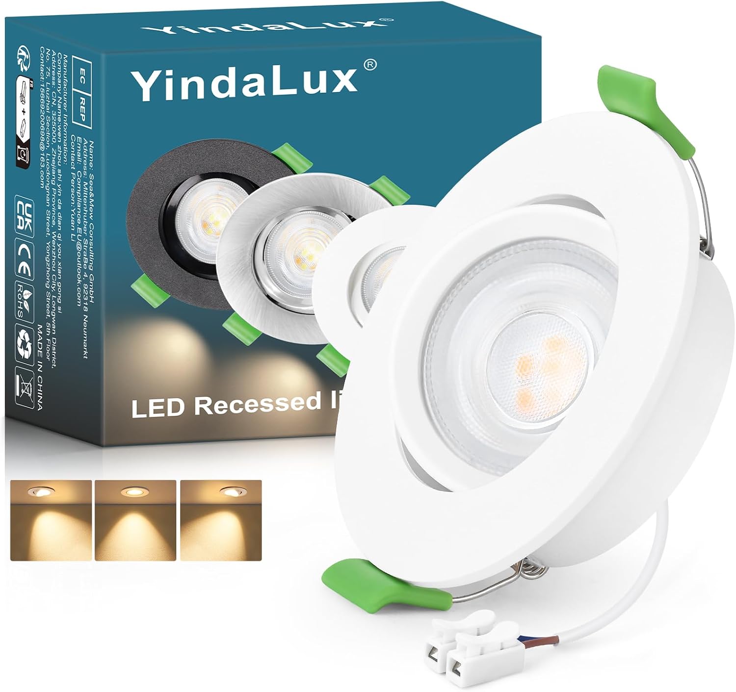 Led-einbaustrahler, Weiß, 5 W, 2700 K, 45° Schwenkbar, Ip44, Gu10, 550 Lm, Für Badezimmer Und Wohnzimmer