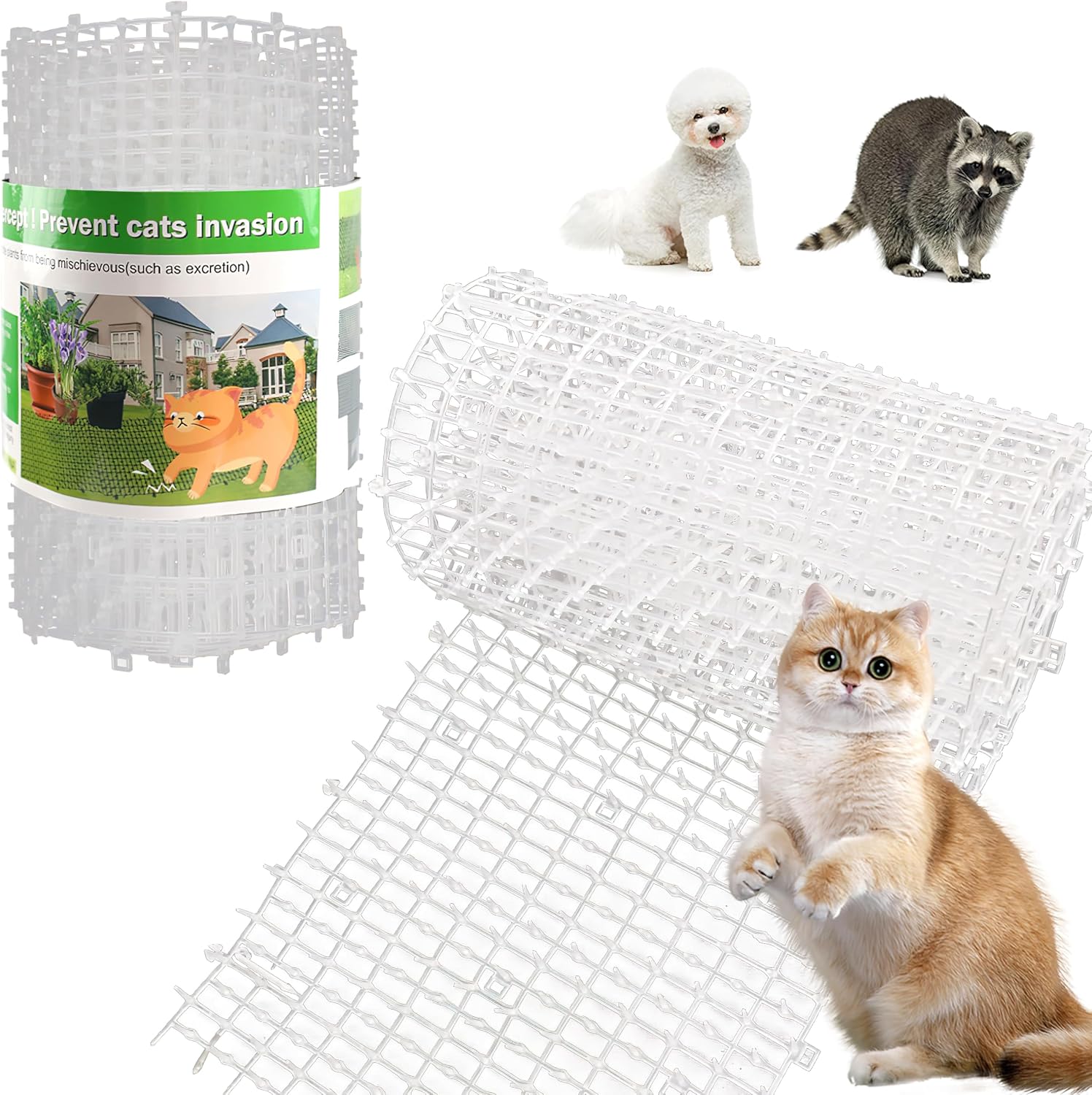 Weiße 2 M Lange Polypropylen-haustierabwehrmatte Mit Weichen Spikes – Schutz Für Katzen Und Hunde Im Innen- Und Außenbereich