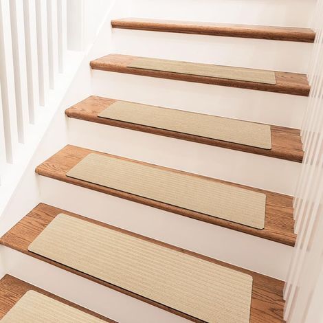 Set Mit 15 Selbstklebenden, Rutschfesten Matten, Individuell Zuschneidbar, Für Treppenstufen Im Innenbereich, Geeignet Für Senioren, Kinder Und Haustiere (beige, 76 X 20 Cm)