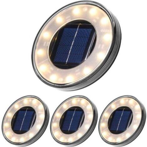 4er-pack Solar-bodenleuchten, 12 Led-solarleuchten Für Den Außenbereich, Ip68 Wasserdicht, Straßenbeleuchtung, Bodeneinbaubeleuchtung Für Wege, Garten Und Terrasse