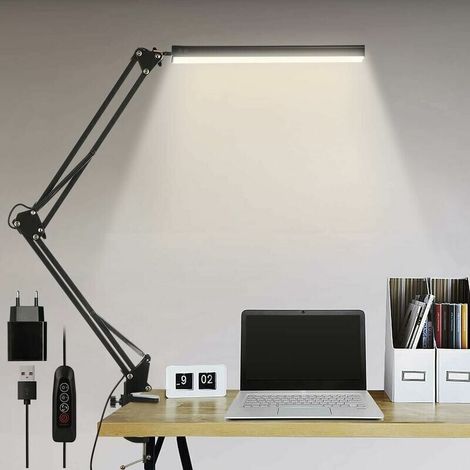 14-w-led-schreibtischlampe, Faltbare Klemmleuchte, 10 Helligkeitsstufen X 3 Farbmodi, Verstellbar, Augenschutz