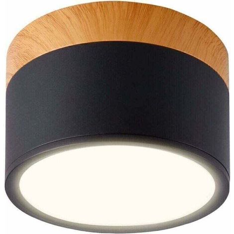 Runder Led-deckenstrahler, Aluminium, 7 W, Ø 110 Mm, 230 V, Für Flur, Schlafzimmer, Esszimmer, Küche, Wohnzimmer – Matt Schwarz / Warmweiß 3000 K