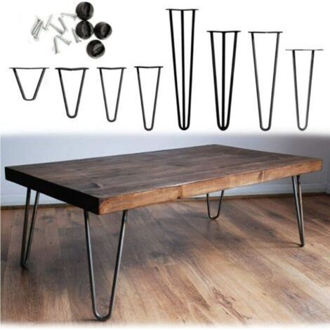 Set Mit 4 Möbelbeinen (10 Cm), Haarnadelbeinen, Austauschbaren Tisch- Und Möbelbeinen, Tischgestell, Inklusive Bodenschonern Und Schrauben. Erhältlich In 10 Cm Höhe.