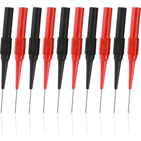 Multimeter-prüfspitzen, 10 Stück 0,7 Mm Multimeter-prüfspitzen Isolationsdurchdringungsnadel Abnehmbarer Bananenstecker Anschlusskabel (rot + Schwarz)