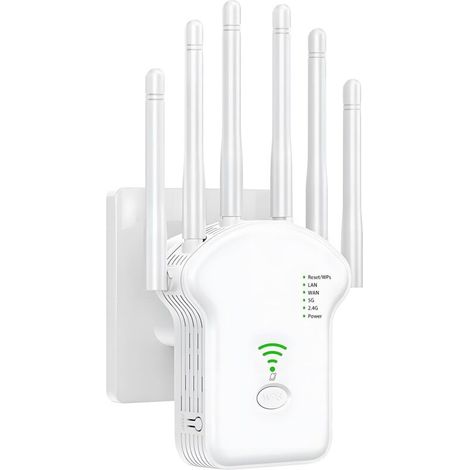 Hochleistungsfähiger Dualband-wlan-repeater (5 Ghz Und 2,4 Ghz) Mit 1200 Mbit/s, Wlan-verstärker, Wlan-extender Mit 6 Antennen, Lan/wan-anschlüssen Und Repeater-/router-/ap-modus.