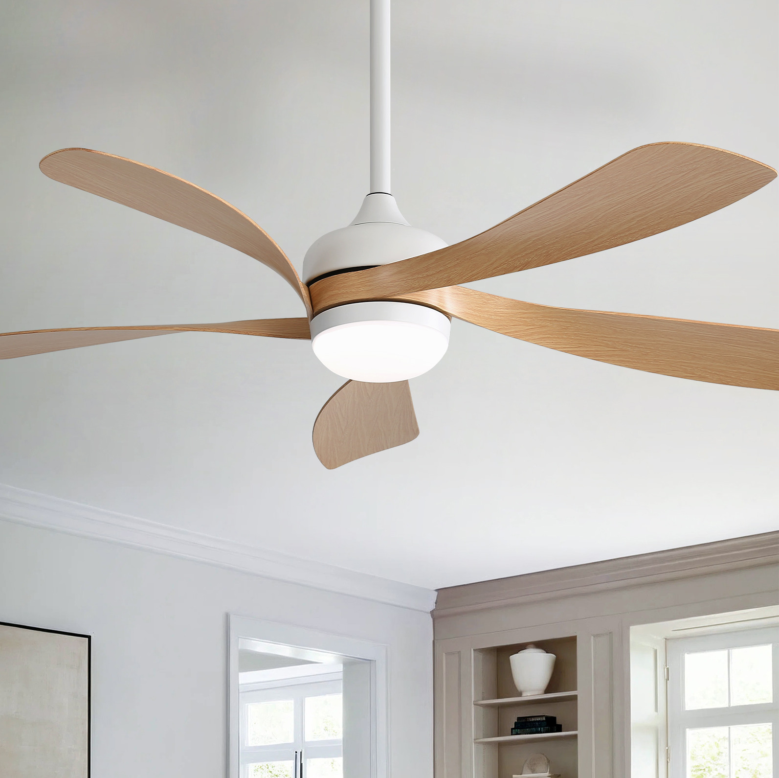 Deckenventilator 106.7 Cm Weiß Aus Abs Mit Led-beleuchtung, Fernbedienung Und Dc-motor