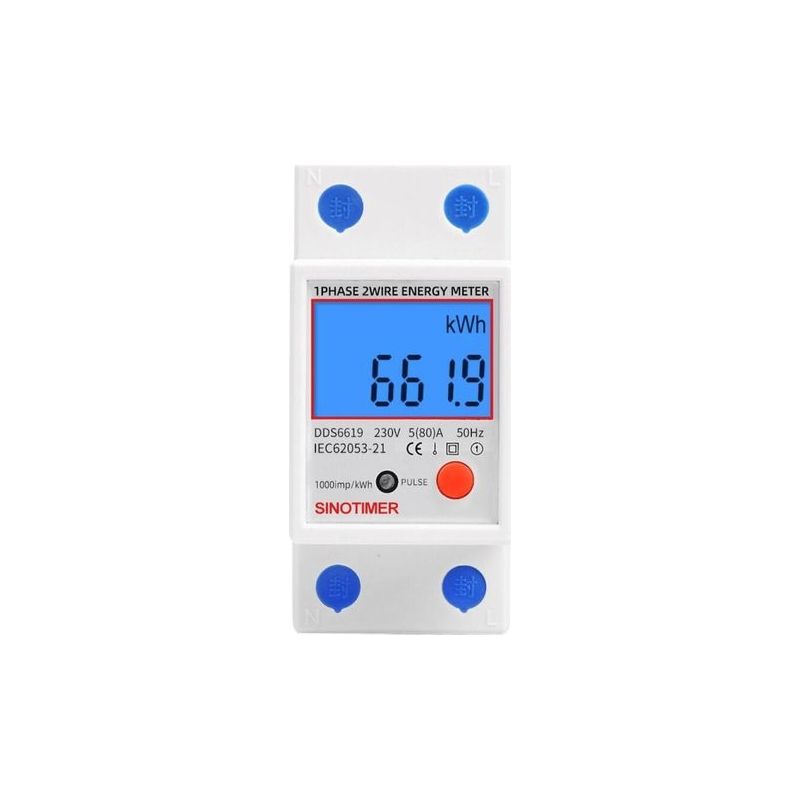 Einphasiger Sekundärstromzähler, Mid-zertifiziert, Max. 45 A, Modular, Pauschaltarif, Lcd-anzeige.