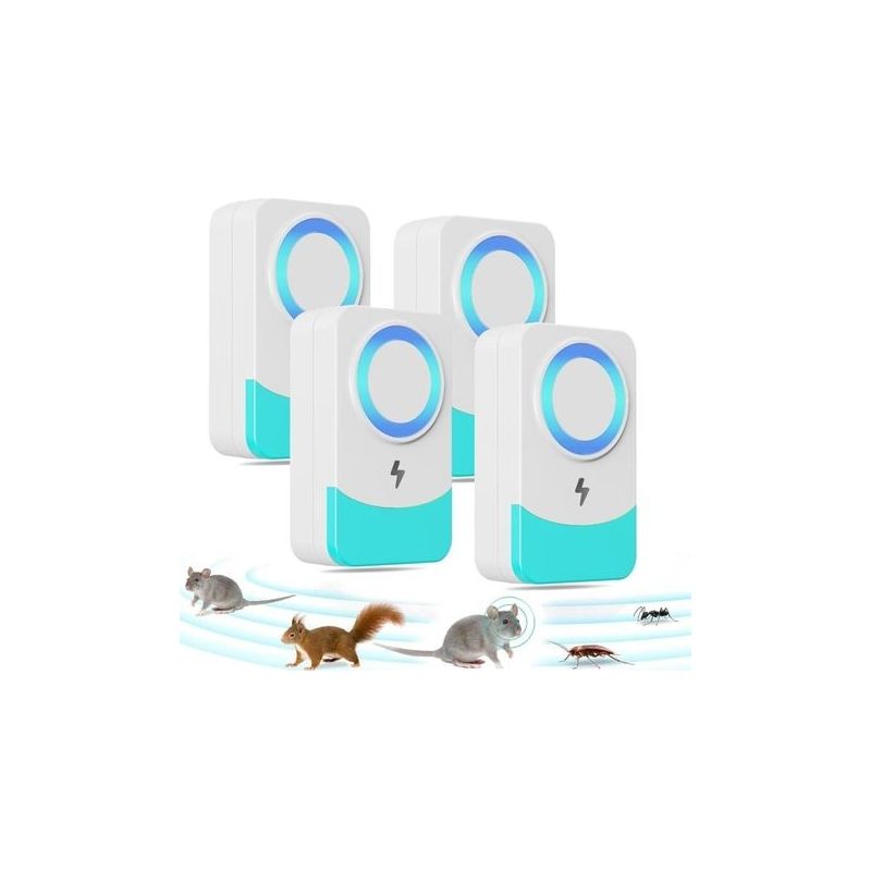 4er-pack Ultraschall-nagetier- Und Insektenabwehrgeräte, 60 Hz Variable Frequenz, Leistungsstarker Ultraschall Zur Mäuse- Und Rattenbekämpfung, Vielseitig Einsetzbar Gegen Ratten, Mäuse, Ameisen Und K