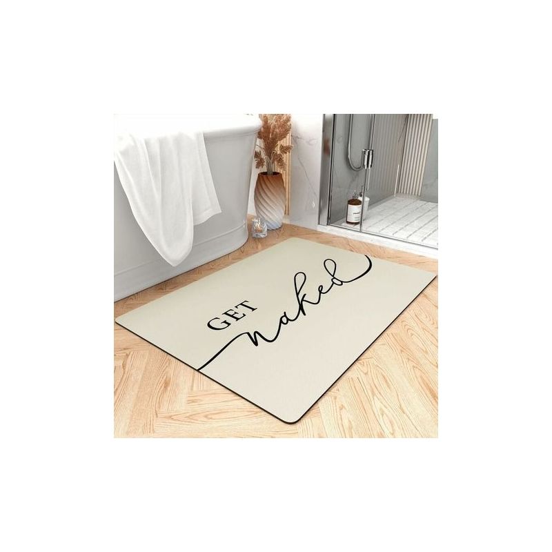 Get Naked Superabsorbierende, Schnelltrocknende, Rutschfeste Badematte Mit Gummirückseite, Ultradünn, 17" X 24", Beige.