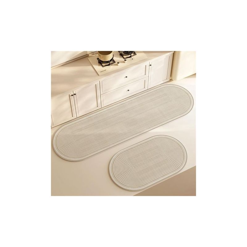 Ovale Küchenspülenmatten Aus Kieselgur, Schnelltrocknend, Rutschfest, Fleckenabweisend, Waschbar, Für Wohnzimmer, Flur, Badezimmer (beige, 50 X 80 Cm + 50 X 80 Cm).
