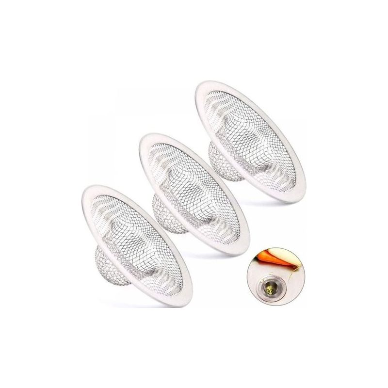 3-teiliges Edelstahl-spülbecken-sieb, Anti-verstopfungs-küchenspülen-sieb, Badezimmer-waschbecken-sieb, Badewannen-sieb (durchmesser 5 Cm)