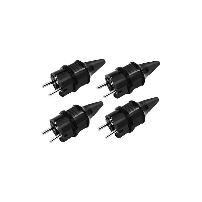 Ersatzstecker Für Standardsteckdosen, 4 X 16 A – Wasserdichter Gummi Ip44 – Für Feuchte Umgebungen – 250 V
