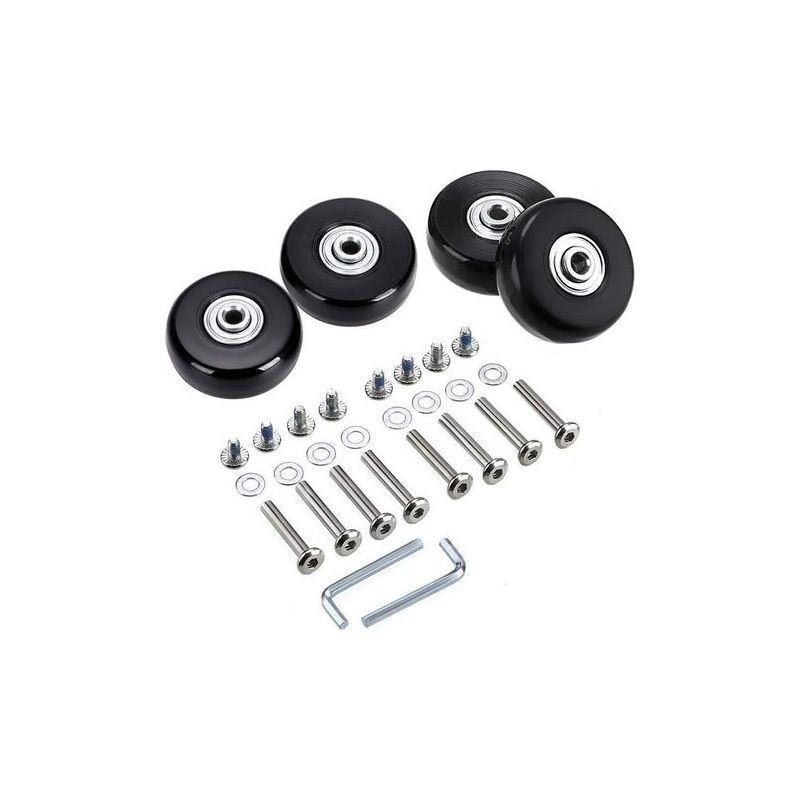 Set Mit 4 Ersatzrollen (50 X 18 Mm) Für Koffer Und Gepäck, Gummilenkrollen, Kugellager, Reparaturset