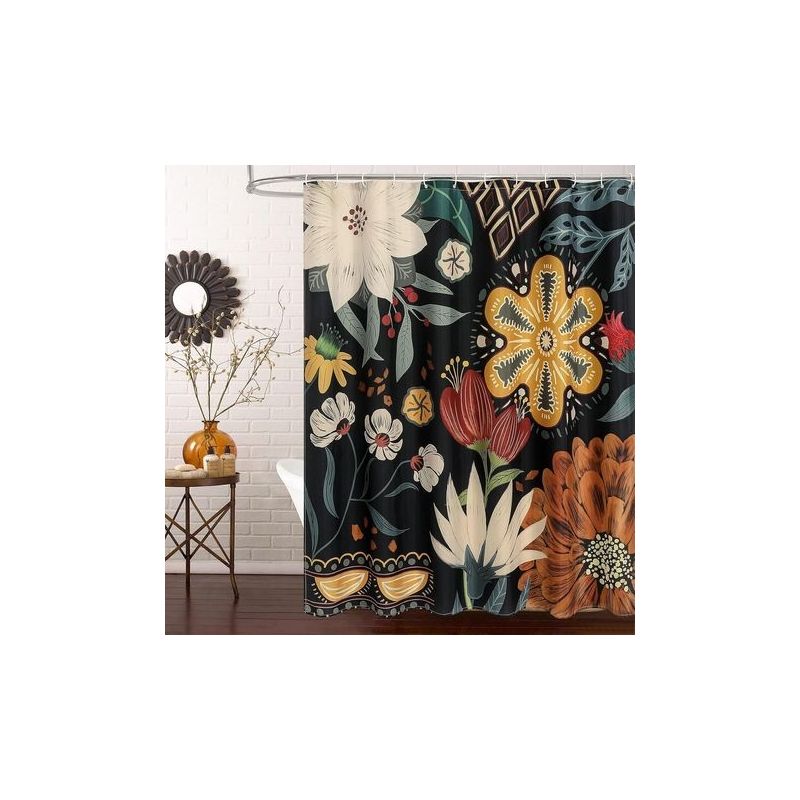Duschvorhang Mit Boho-blumenmuster, Duschvorhang Aus Tropischem Blätterstoff Für Ein Schickes Und Elegantes Badezimmerdekor, Abstrakter Und Farbenfroher Duschvorhang Mit Blumenmuster