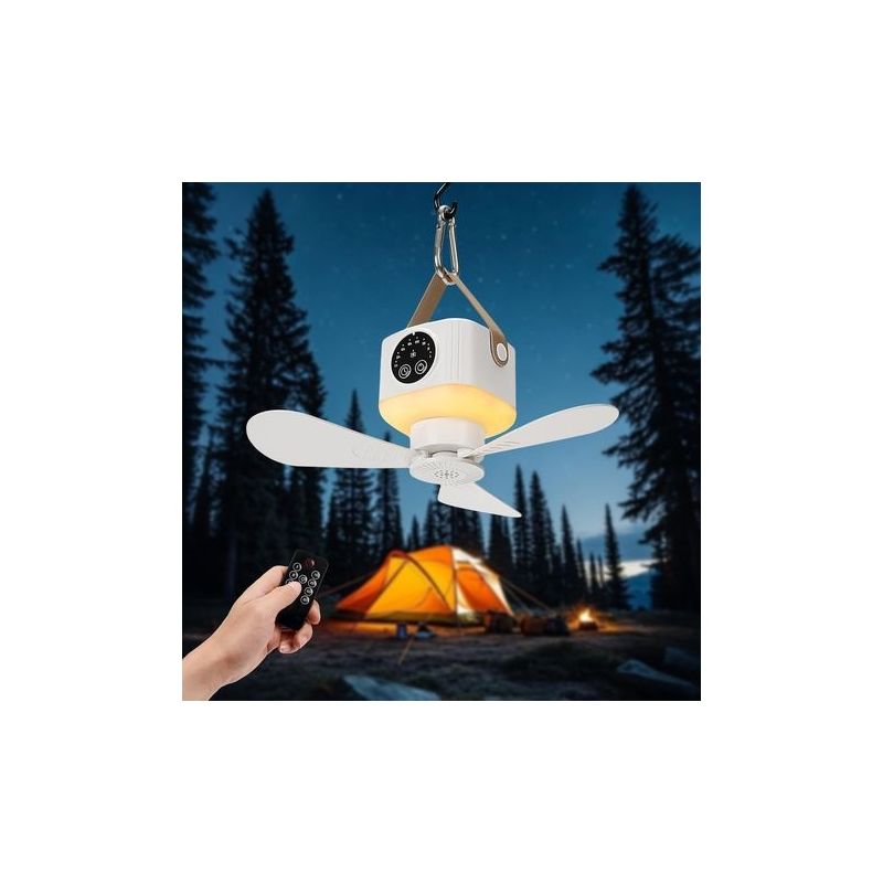 Tragbarer Deckenventilator Mit Licht Und Fernbedienung, Usb-ladefunktion, 4 Geschwindigkeitsstufen, Ideal Für Wohnmobil, Lkw, Reisen Und Camping.