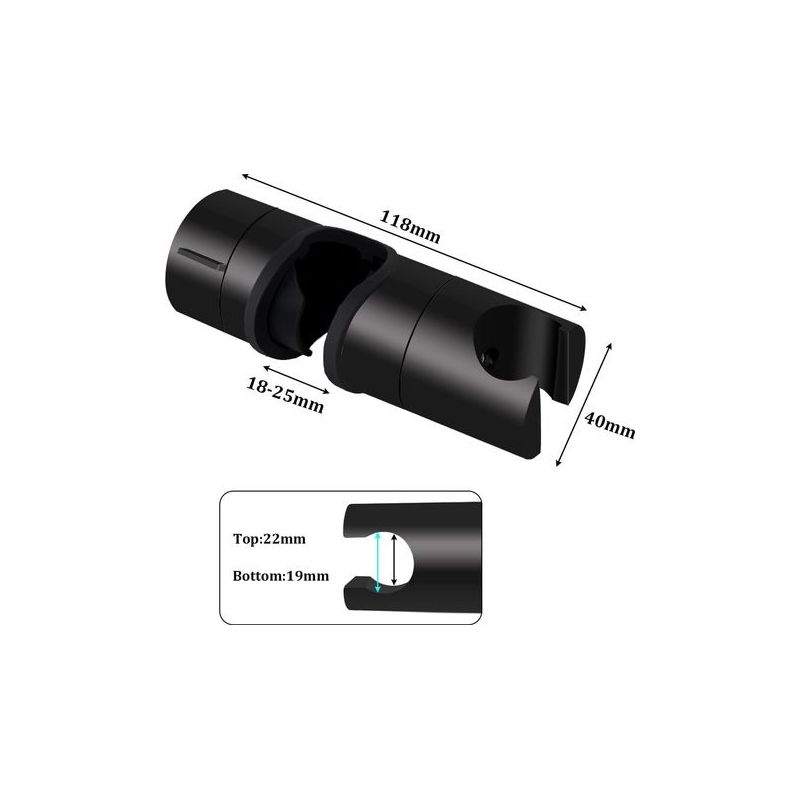Duschkopfhalterung, Schwarz, Universalhalterung Für Duschstangen Mit 18–25 Mm Durchmesser, Verstärktes Abs-material, Verbessertes Design, Mattschwarz