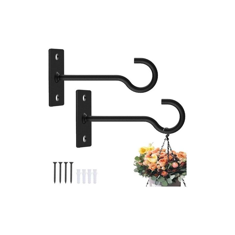 Wandhaken Für Hängeampeln, 10 Cm Langer Metallhaken, Dekorative Wandhalterung Zum Aufhängen Von Laternen Und Blumenampeln, 2er-pack (schwarz)