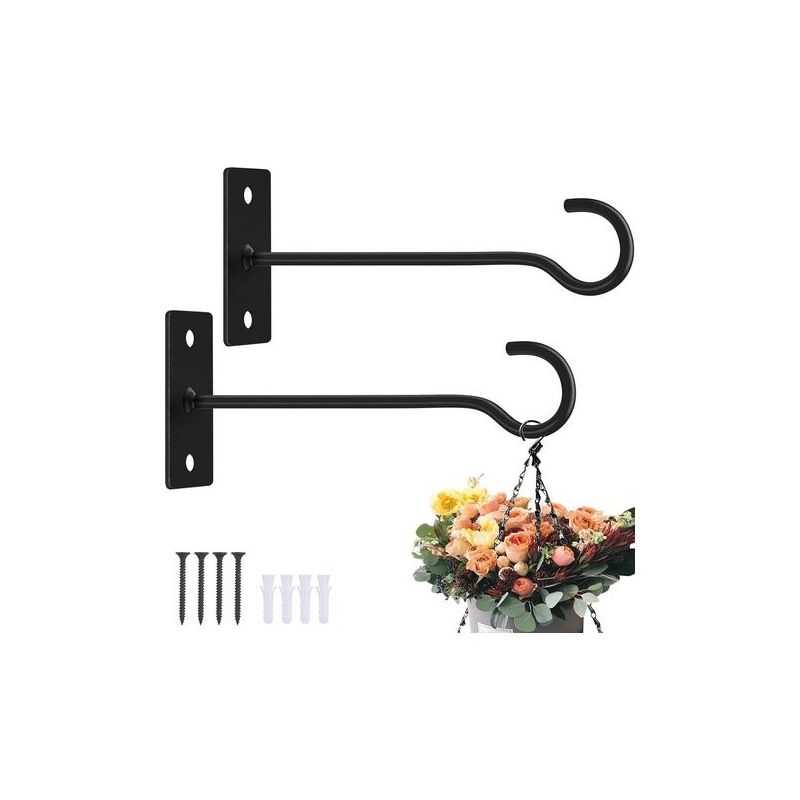 Set Mit 2 Metallhaken, 15 Cm Lang, Zum Aufhängen Von Pflanzen, Z. B. Vogelfutterhäuschen, Töpfen, Laternen Und Windspielen (schwarz)