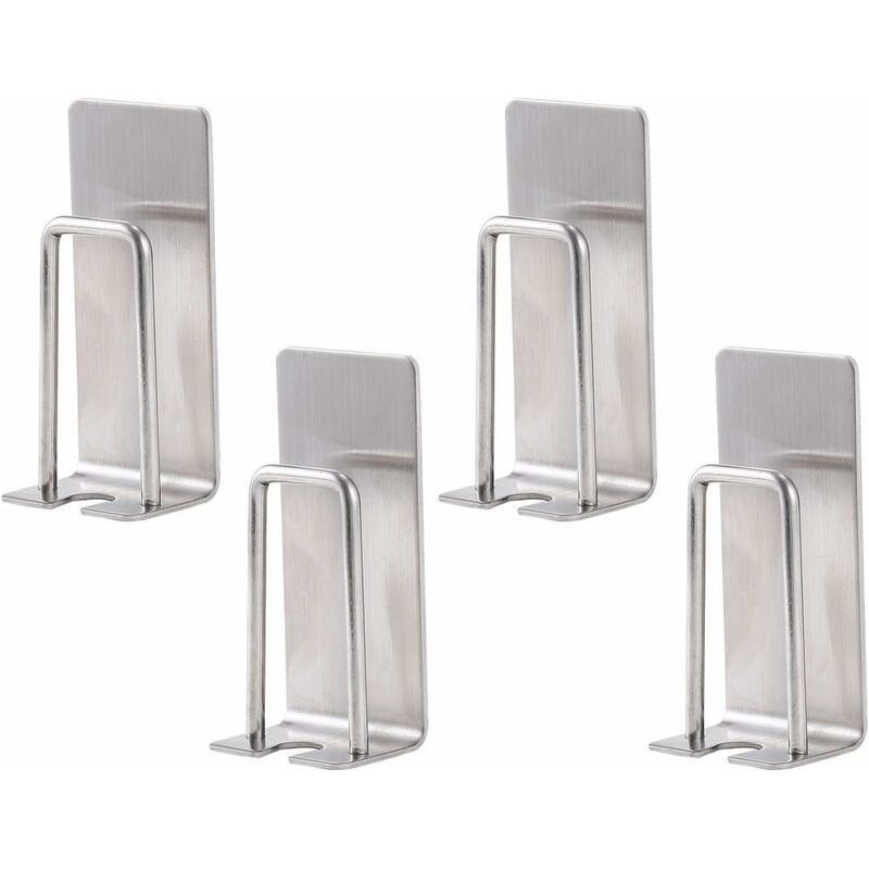 Set Mit 4 Wandmontierten Zahnbürstenhaltern Aus Edelstahl, Selbstklebendes Badezimmerregal, Praktischer Aufbewahrungsbehälter (silber)