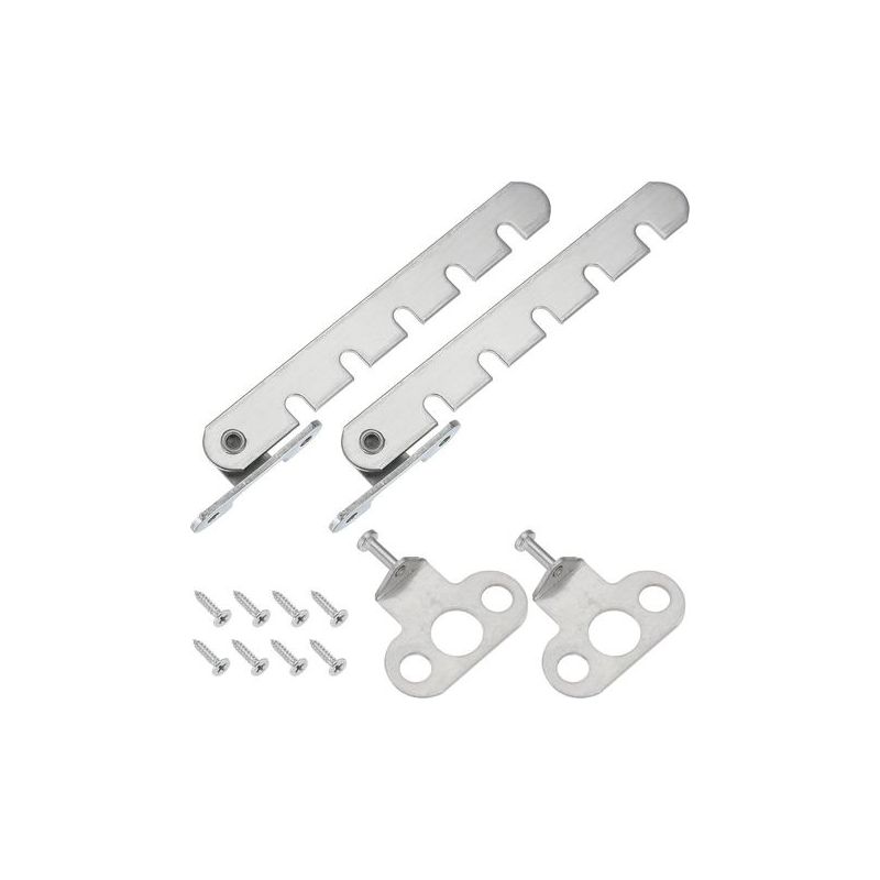 Zweiteiliger Fenstersicherheitsriegel Mit Verstellbarer Stange Und 5 Schlitzen Für Nach Innen Öffnende Fenster, Silber (44 Mm).