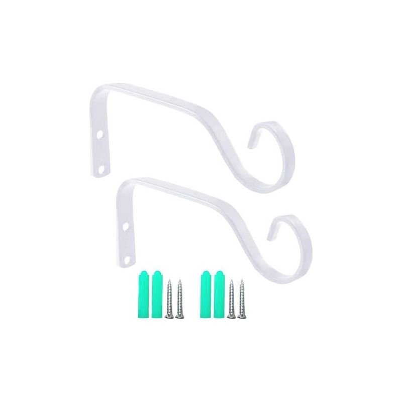Set Mit 2 Weißen 7-zoll-wandhaken Aus Eisen Für Pflanzen, Hängeampeln, Vogelfutterhäuser, Laternen, Windspiele – Geeignet Für Den Innen- Und Außenbereich.