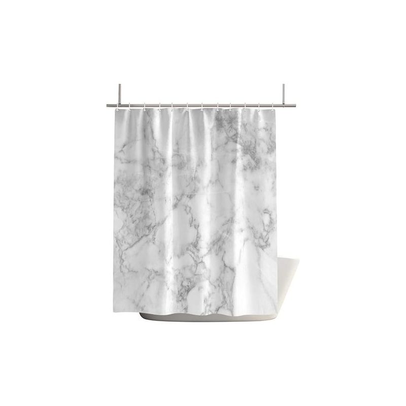 Moderner Duschvorhang In Marmoroptik, Wasserdicht, Badezimmer-vorhangset, Schlicht Und Elegant, Weißer Polyester-duschvorhang Mit Haken