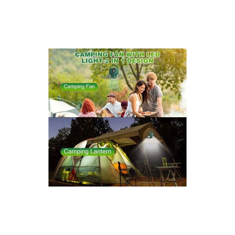 Delkevic Mini-campingventilator, Tragbar, Usb-aufladbar, 5200-mah-akku, 3 Geschwindigkeitsstufen, Fernbedienung, Licht Und Timer