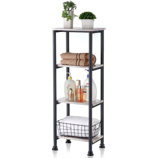 Standregal Charles Modernes Regal In Marmor-optik Mit Stabiler Stahlkonstruktion 35 X 26 X 101 Cm - 4 Etagen