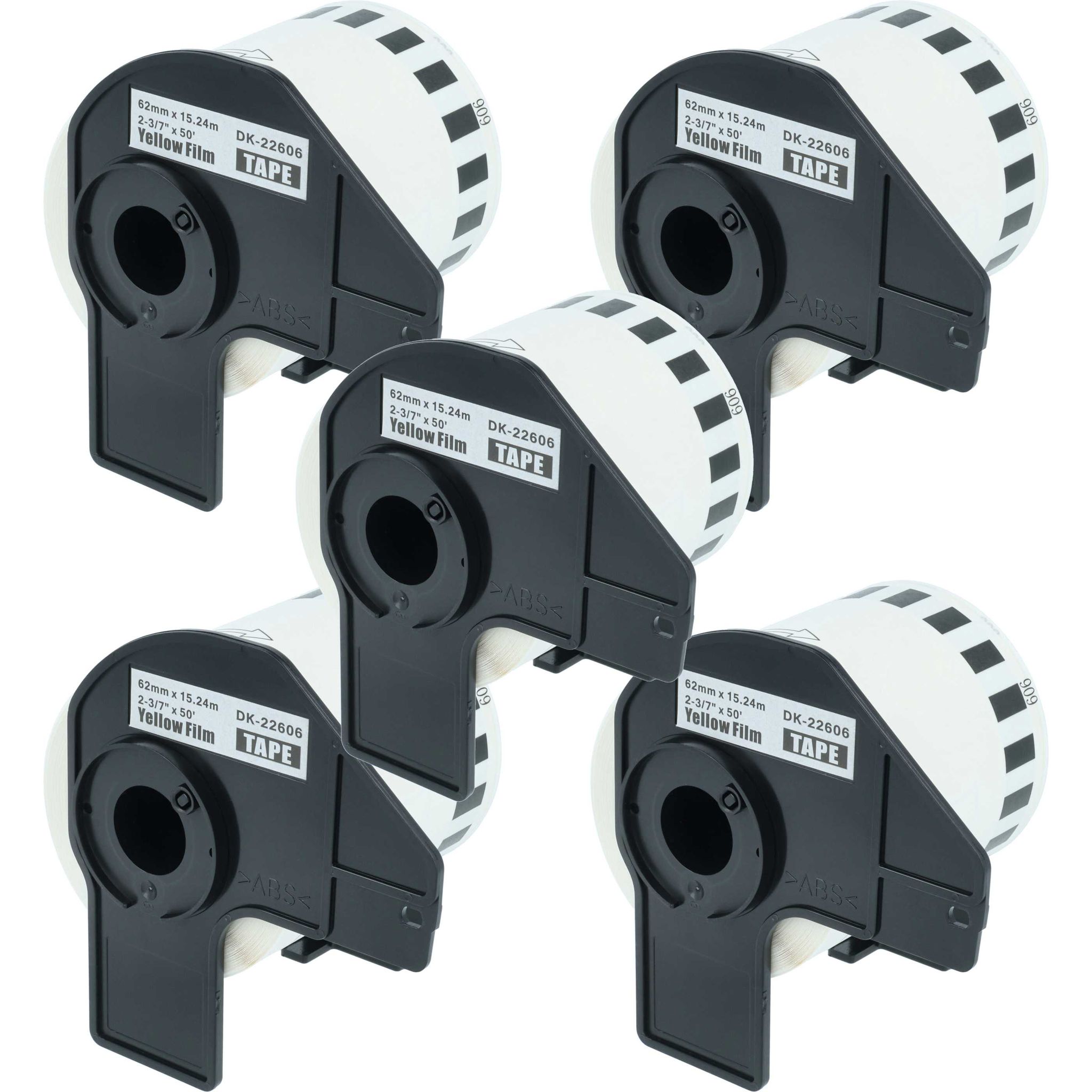 Vhbw - 5x Etiketten-rolle Mit Halter 62mm X 15,24m (1 Etikette) Kompatibel Mit Brother Pt Ql-1050, Ql1050n Etiketten-drucker - Premium