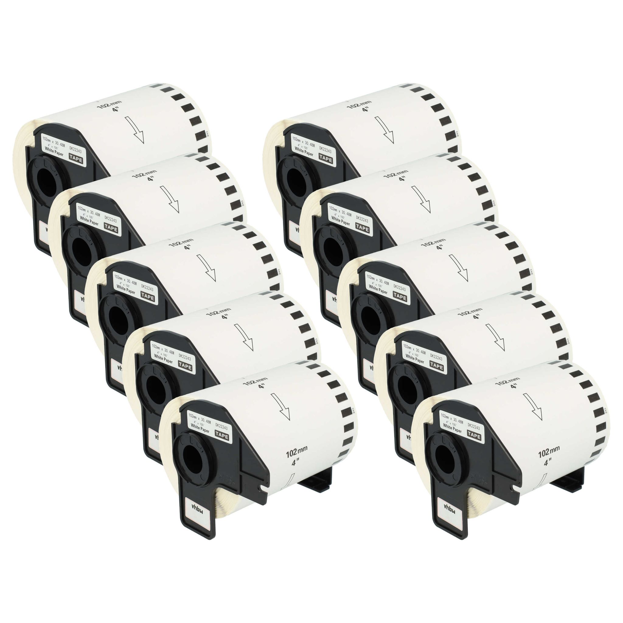 Vhbw - 10x Etiketten-rolle Mit Halter 102mm X 30,48m (1 Etikette) Kompatibel Mit Brother Pt Ql500bw, Ql-550, Ql500bs Etiketten-drucker