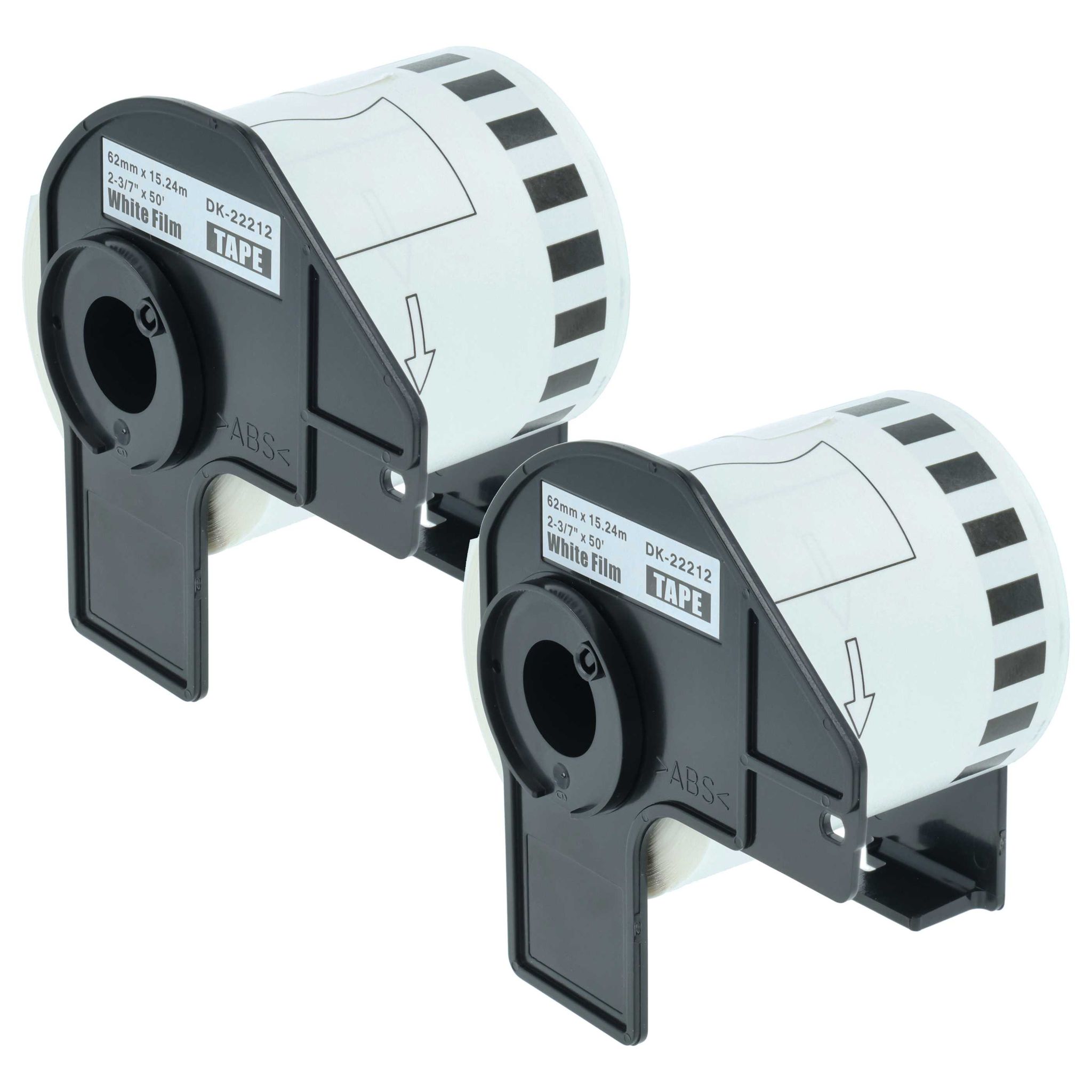 Vhbw - 2x Etiketten-rolle Mit Halter 62mm X 15,24m (1 Etikette) Kompatibel Mit Brother Pt Ql-1050, Ql1050n, Ql-1060 Etiketten-drucker