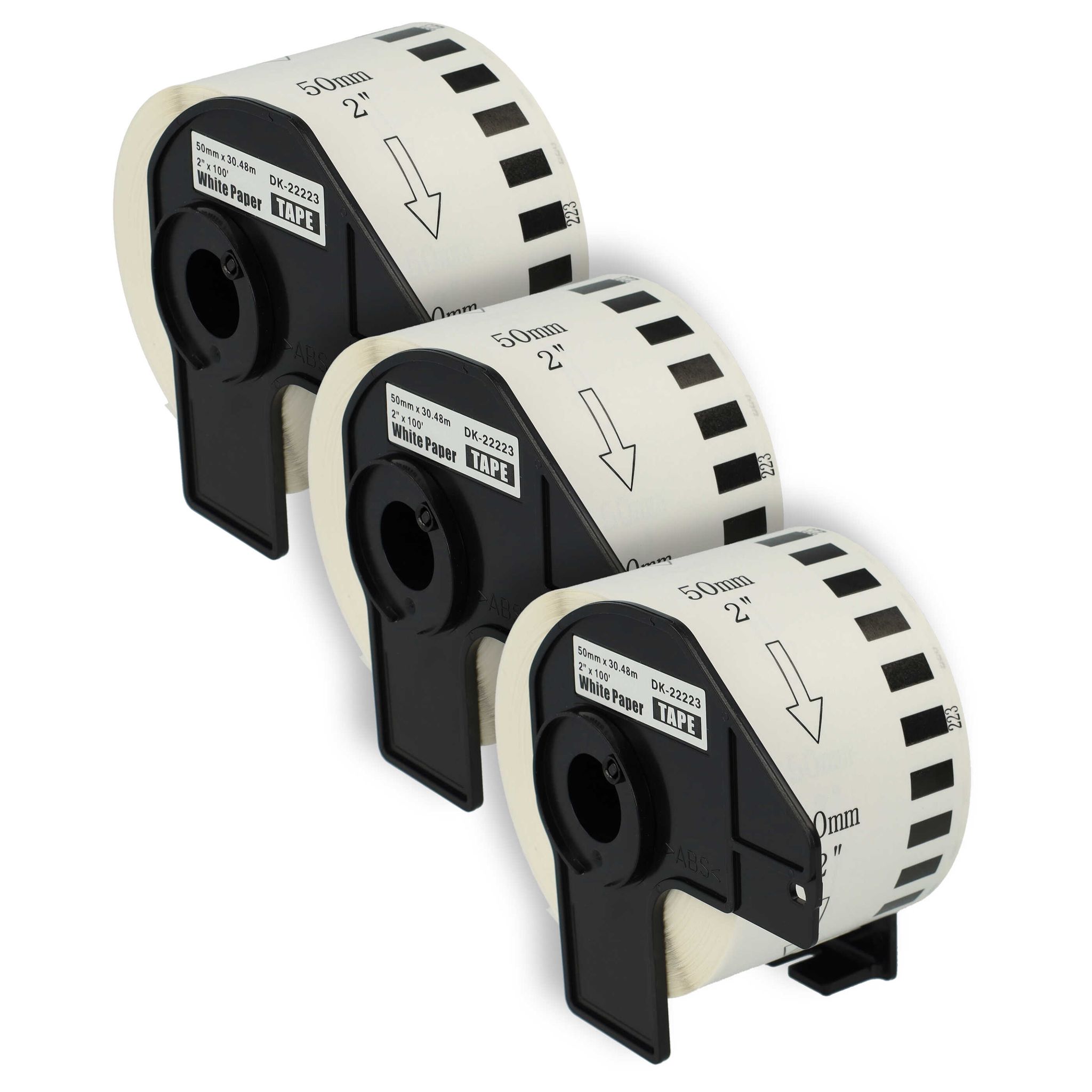 Vhbw - 3x Etiketten-rolle Mit Halter 50mm X 30,48m (1 Etikette) Kompatibel Mit Brother Pt Ql-1050, Ql1050n Etiketten-drucker - Premium Weiß