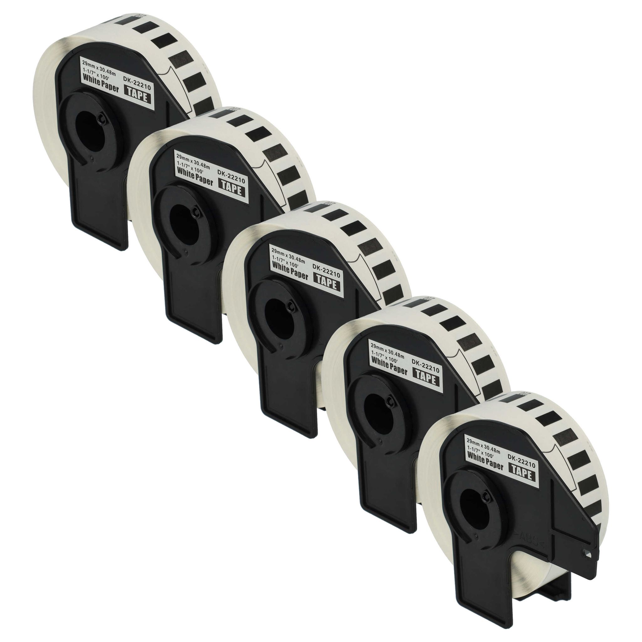 Vhbw - 5x Etiketten-rolle Mit Halter 29mm X 30,48m (1 Etikette) Kompatibel Mit Brother Pt Ql-1050, Ql1050n, Ql-1060 Etiketten-drucker