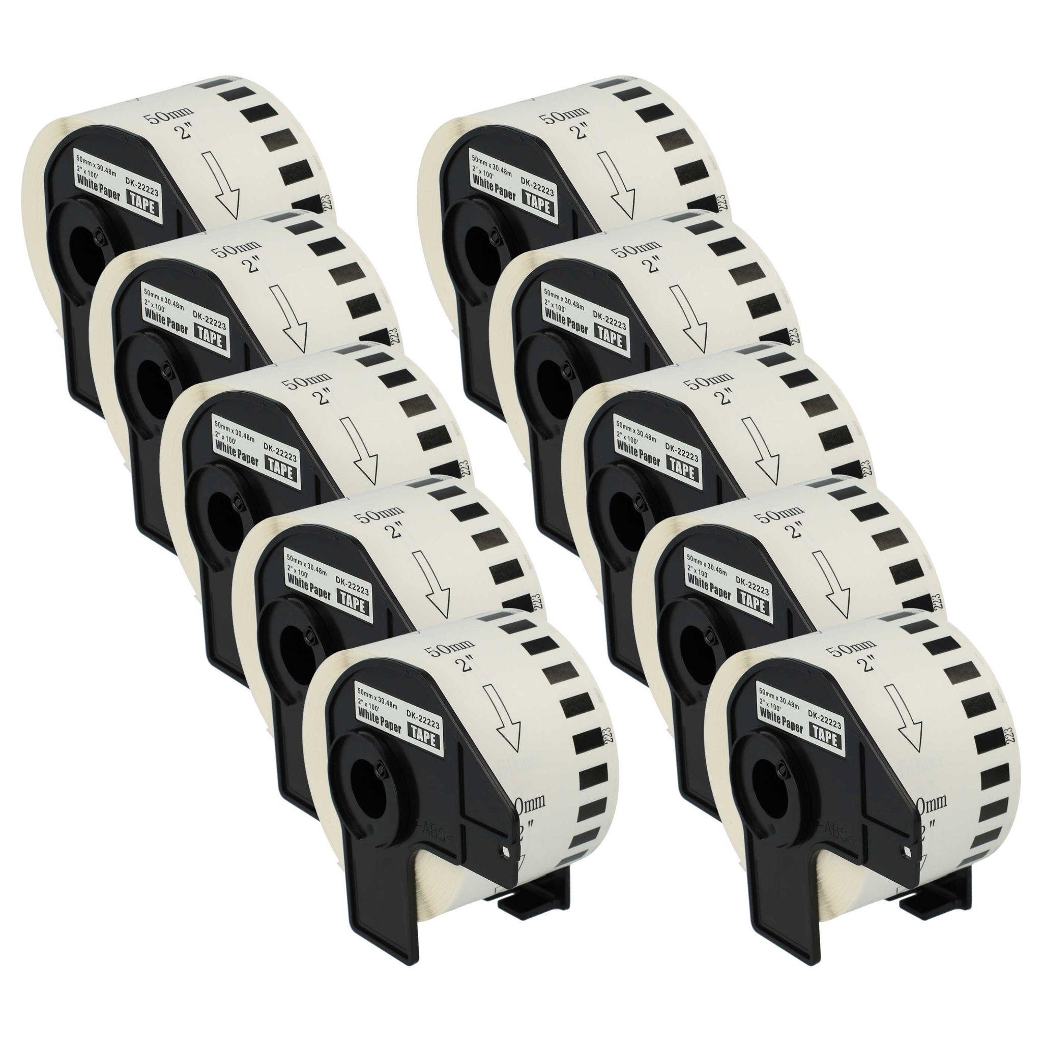 Vhbw - 10x Set Etiketten-rolle 50mm X 30,48m Kompatibel Mit Brother P-touch Ql-1050, Ql-1050n, Ql-1060, Ql-1060n, Ql-500 Etiketten-drucker