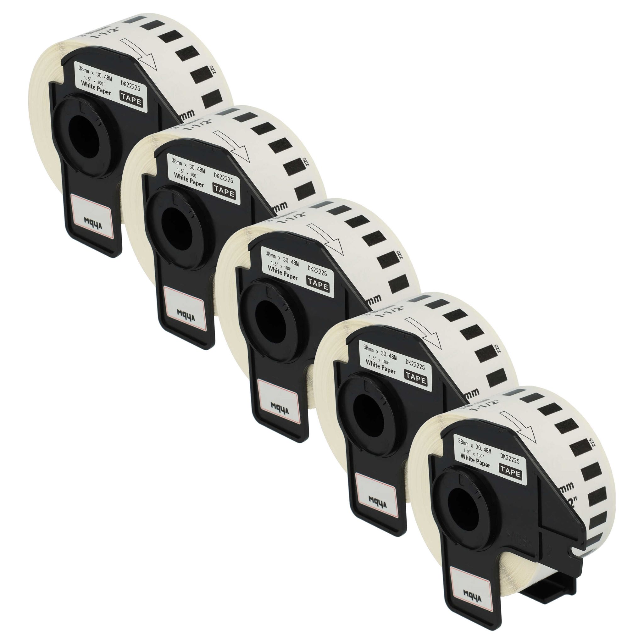 Vhbw - 5x Etiketten-rolle Mit Halter 38mm X 30,48m (1 Etikette) Kompatibel Mit Brother Pt Ql-1050, Ql1050n, Ql-1060 Etiketten-drucker Weiß