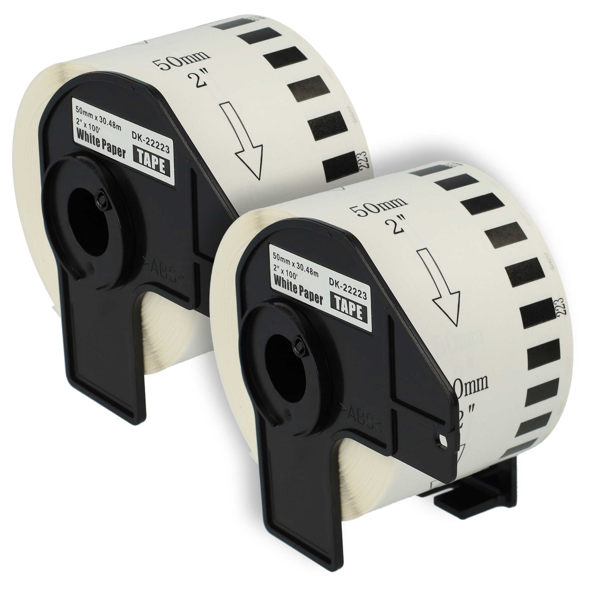 Vhbw - 2x Set Etiketten-rolle 50mm X 30,48m Kompatibel Mit Brother P-touch Ql-1050, Ql-1050n, Ql-1060, Ql-1060n, Ql-500 Etiketten-drucker