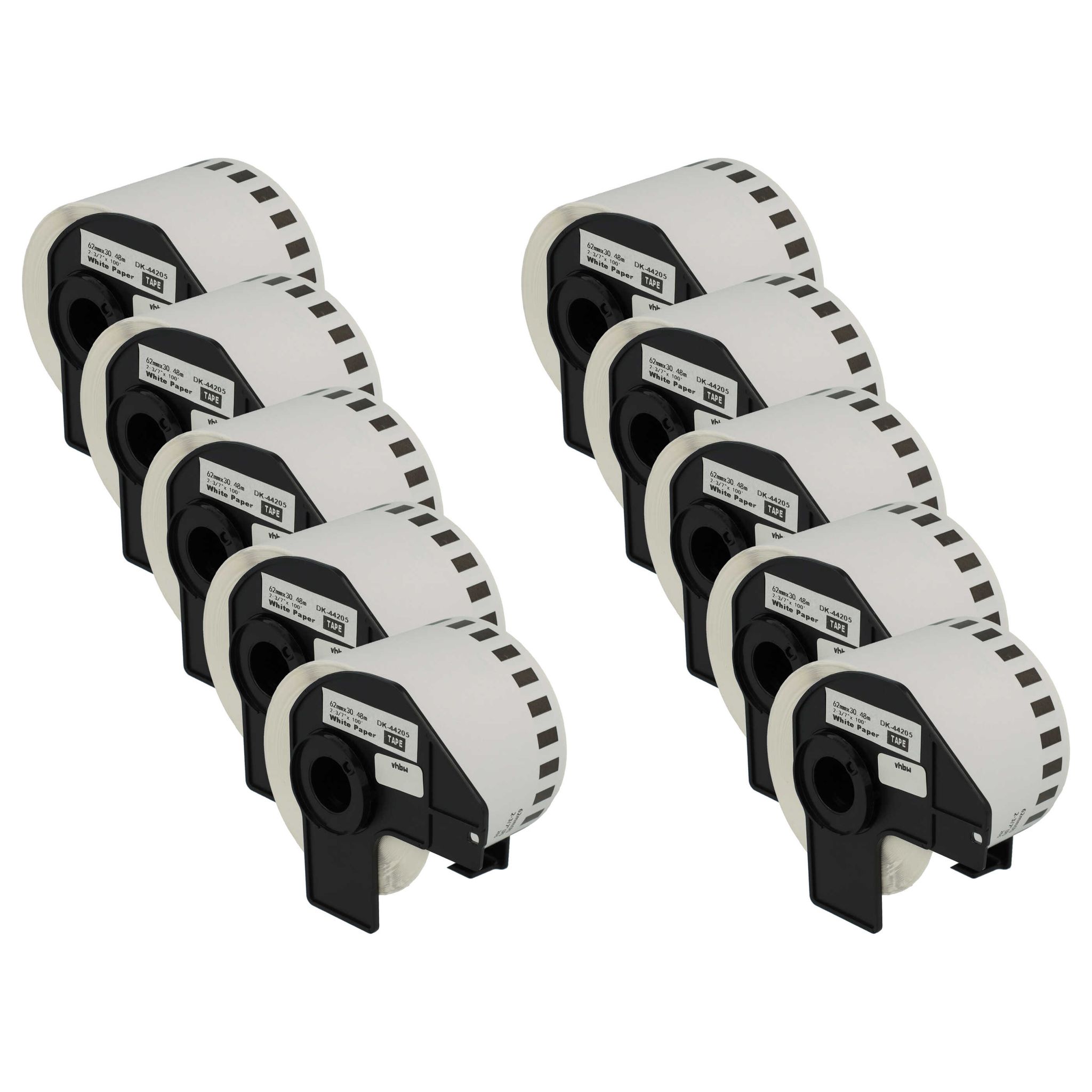 Vhbw - 10x Etiketten-rolle Mit Halter 62mm X 30,48m (1 Etikette) Kompatibel Mit Brother Pt Ql-1060 Etiketten-drucker - Premium, Wiederablösbar