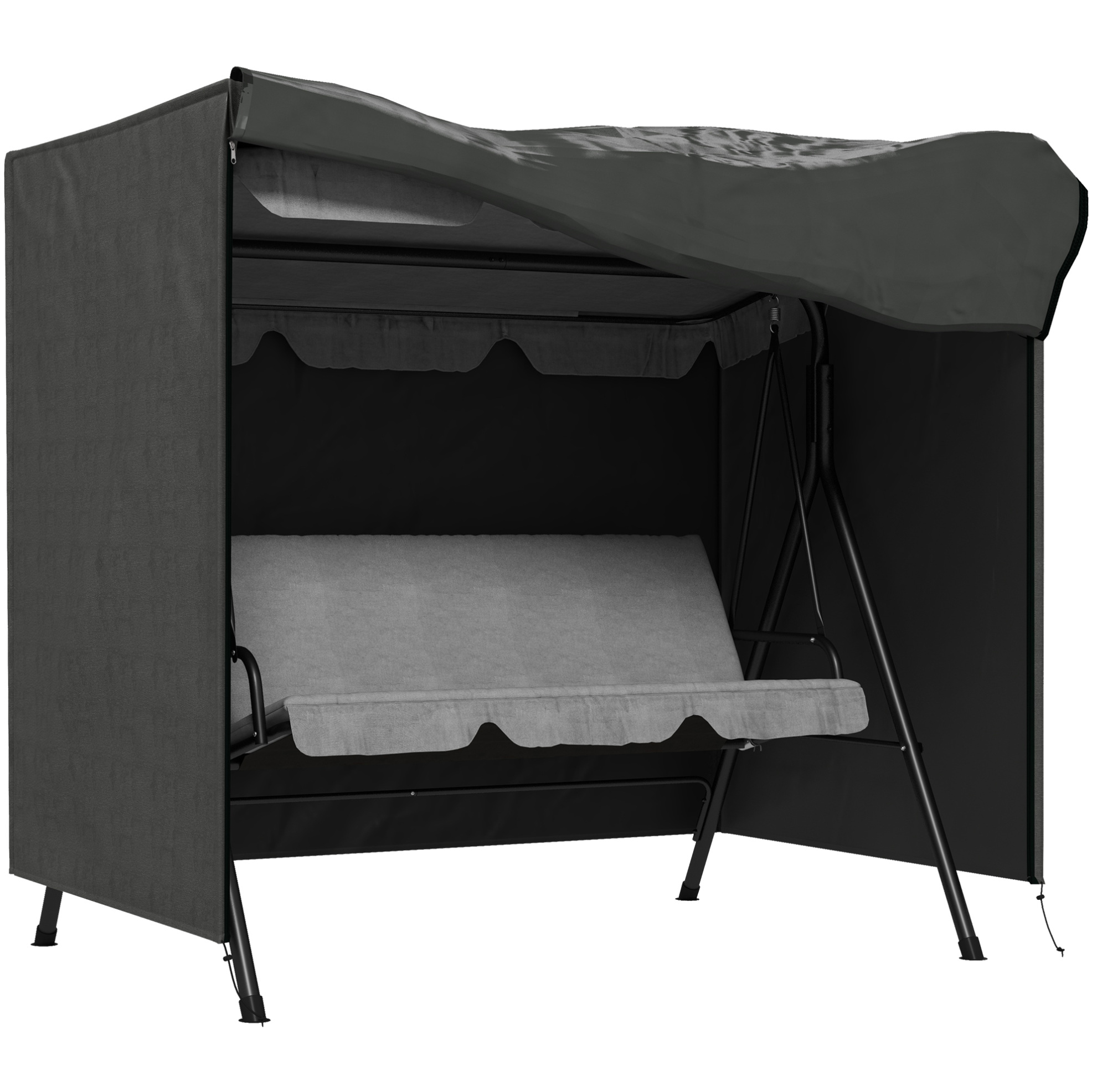 Schutzhülle Für 3-sitzer-gartenschaukel 177x114x152 Cm 420d Oxford Wasserdicht Dunkelgrau