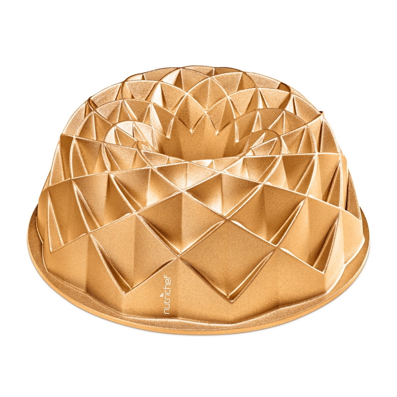 Nutrichef Gugelhupfform Ø23cm, Antihaft, Kranz-design, Gold